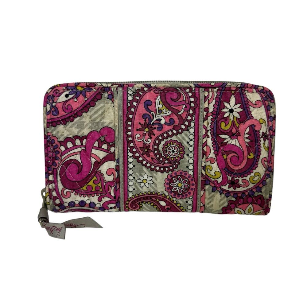 Vera Bradley Wallet Zip Paisley Meets Plaid Pink